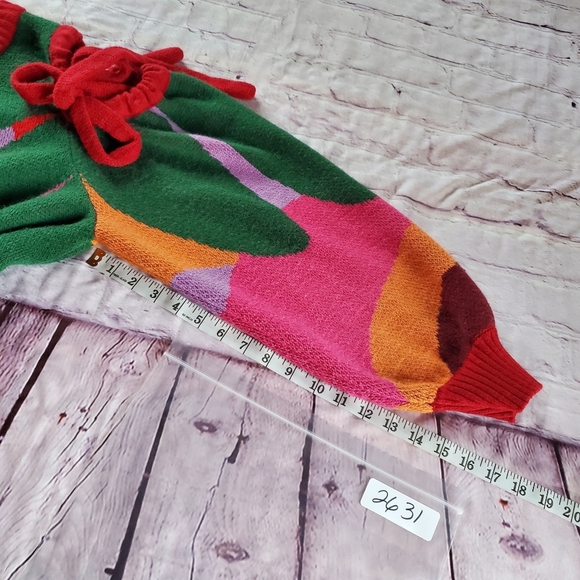 Farm Rio X Anthropologie Cold-Shoulder Sweater Tassel Balloon Sleeves Multicolor - Picture 11 of 11